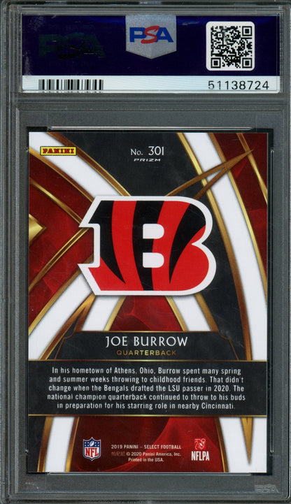 2019 Panini Select Joe Burrow Rookie RC XRC #301 PSA 10 Bengals
