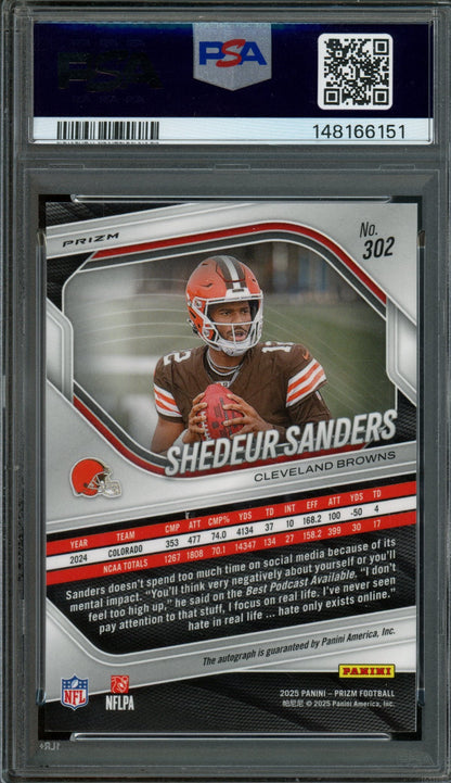 2025 Panini Prizm Shedeur Sanders Rookie RC Silver Autograph PSA 9 Browns