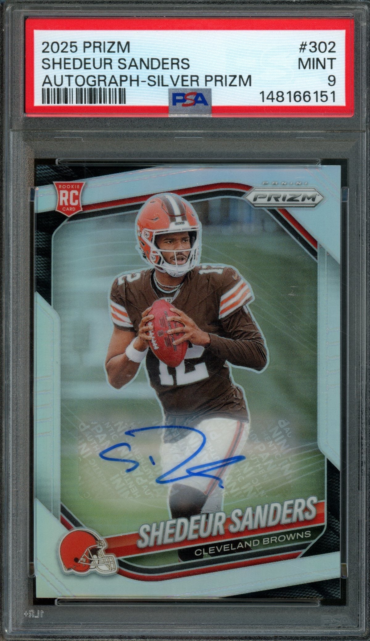 2025 Panini Prizm Shedeur Sanders Rookie RC Silver Autograph PSA 9 Browns