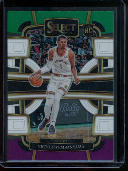 2023/24 Panini Select Victor Wembanyama Rookie RC Green White Purple Concourse Spurs