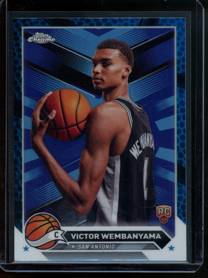 2023/24 Topps Chrome Victor Wembanyama Rookie RC Blue Basketball Refractor Spurs - Trading Card Market