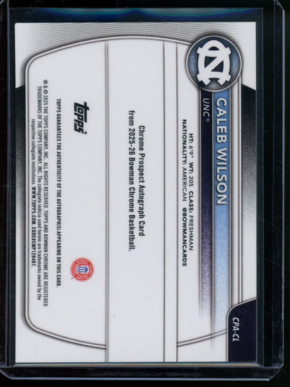 2025/26 Bowman U Chrome Caleb Wilson 1st Autograph UNC