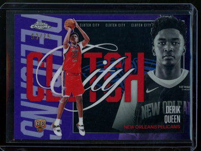 2025/26 Topps Chrome Derik Queen Rookie RC Clutch Purple Refractor /75 Pelicans - Trading Card Market