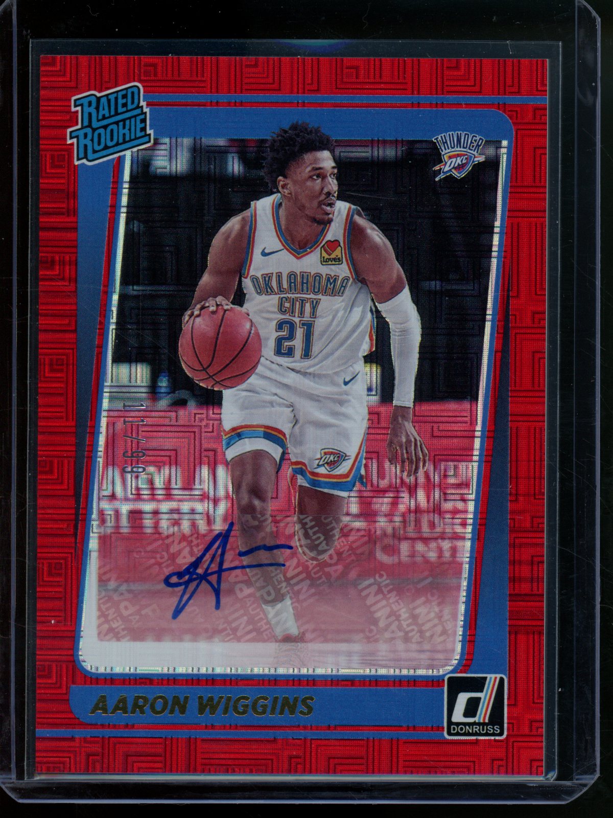 2021/22 Panini Donruss Aaron Wiggins Rated Rookie Autograph /99 Thunder