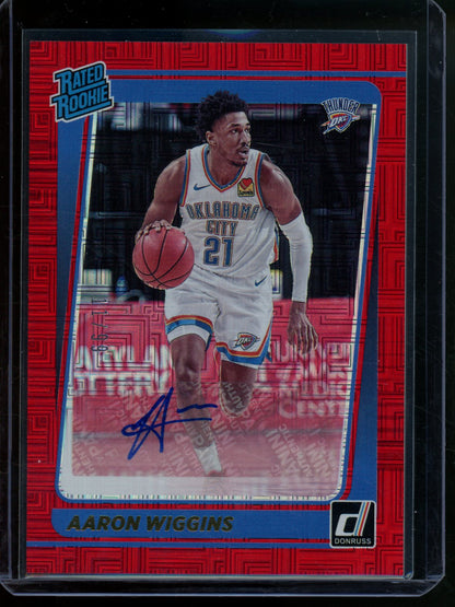 2021/22 Panini Donruss Aaron Wiggins Rated Rookie Autograph /99 Thunder