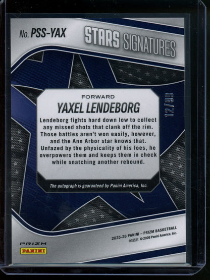 2025/26 Panini Prizm Yaxel Lendeborg Rookie RC Stars Signatures /99 Warriors - Trading Card Market