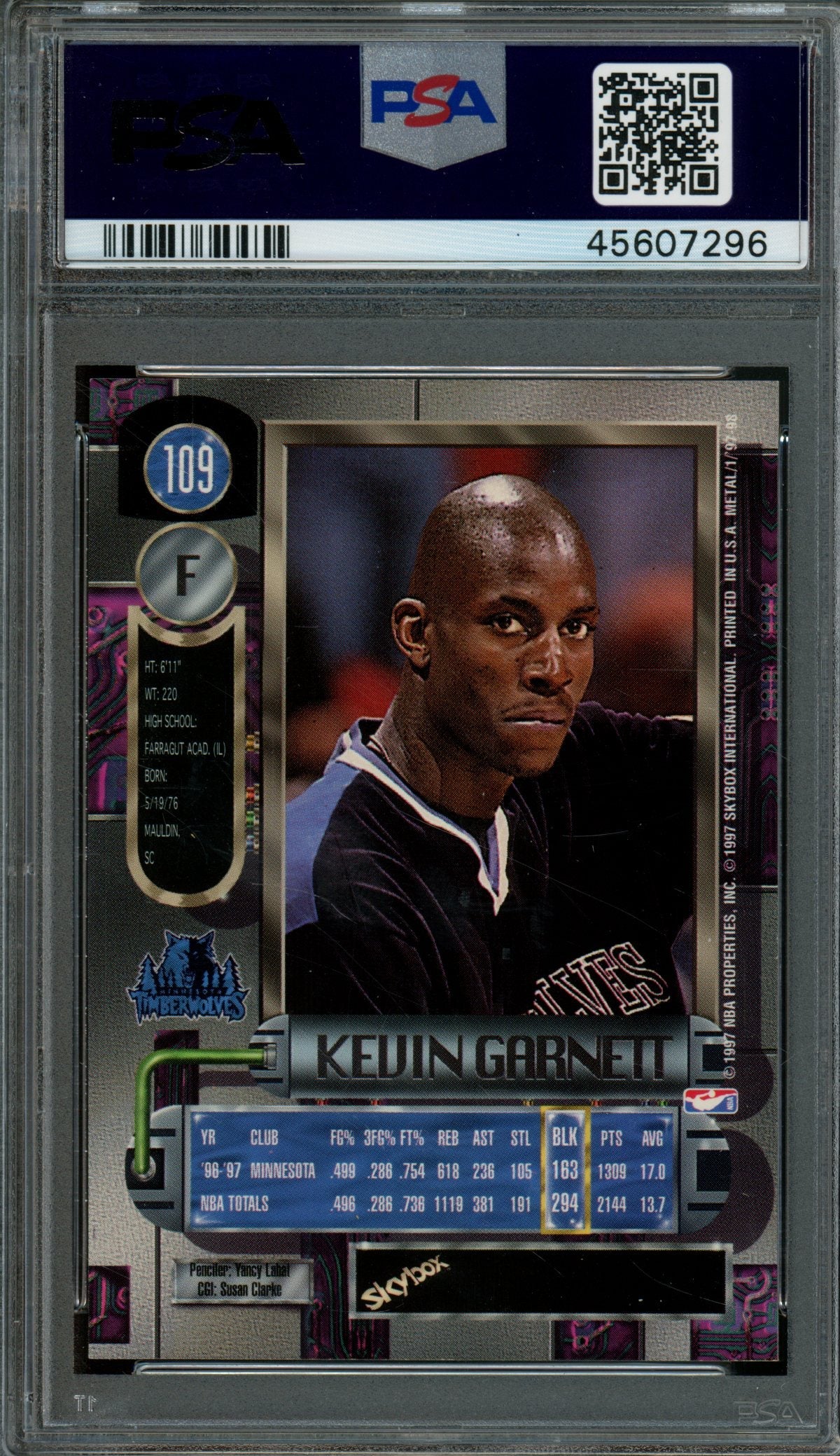 1997/98 Fleer Metal Kevin Garnett #109 PSA 9 Timberwolves