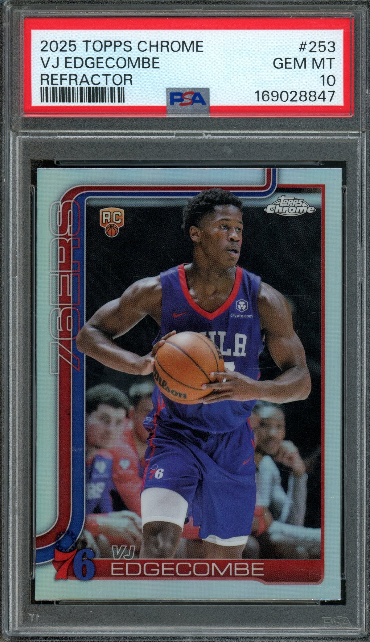 2025/26 Topps Chrome VJ Edgecombe Rookie RC Refractor PSA 10 76ers