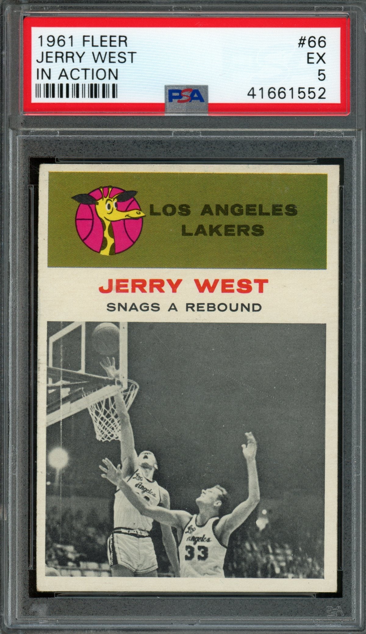 1961/62 Fleer Jerry West In Action #66 PSA 5 Lakers