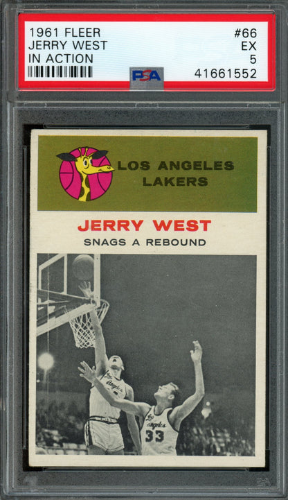 1961/62 Fleer Jerry West In Action #66 PSA 5 Lakers