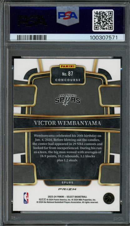 2023/24 Panini Select Victor Wembanyama Rookie RC Red Cracked Ice PSA 10 Spurs
