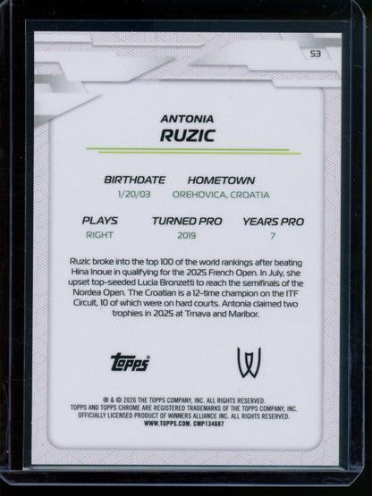 2026 Topps Chrome Antonia Ruzic Rookie RC Frozenfractor -5/0 #53 - Trading Card Market