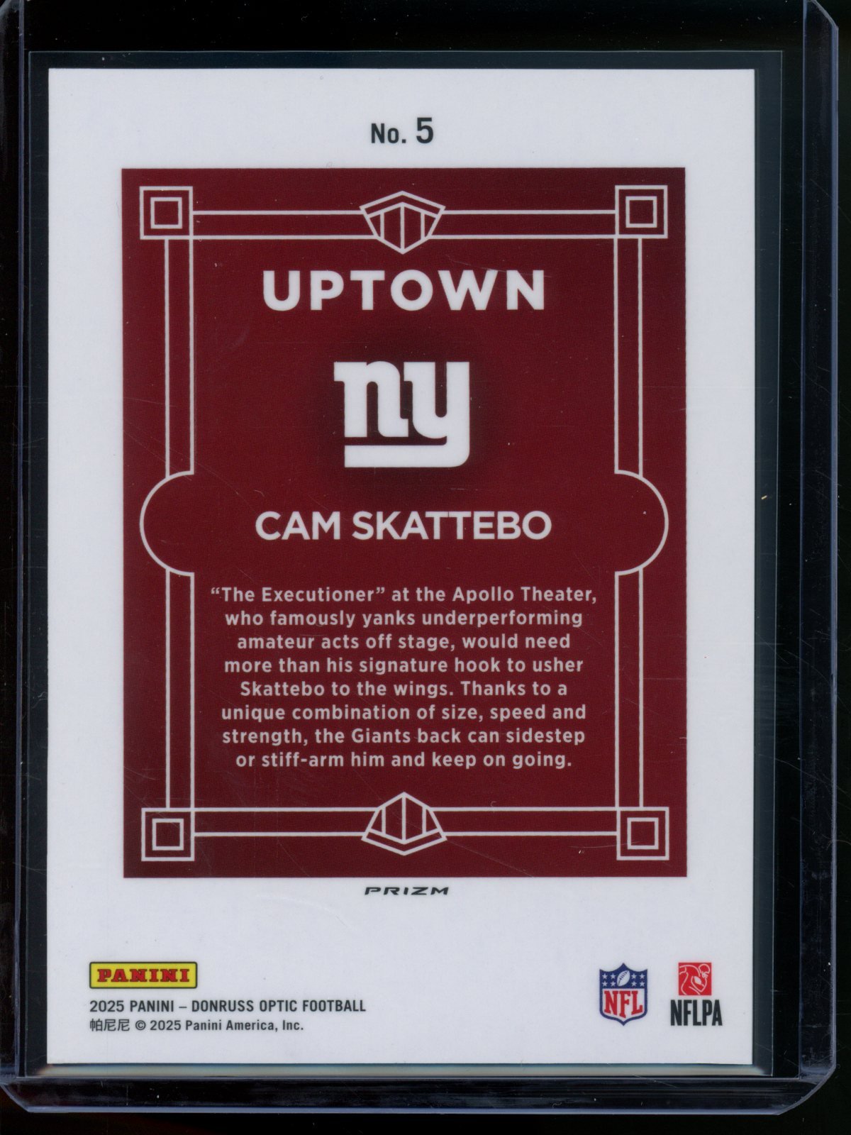 2025 Panini Optic Cam Skattebo Rookie RC Uptown Case Hit Giants - Trading Card Market