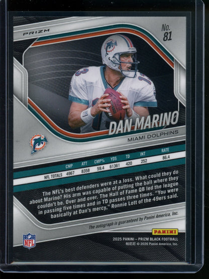 2025 Panini Prizm Black Dan Marino Silver Autograph Dolphins - Trading Card Market