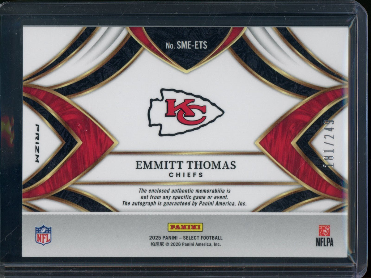 2025 Panini Select Emmitt Thomas Jersey Relic Autograph Chiefs - Trading Card Market