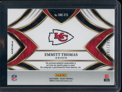 2025 Panini Select Emmitt Thomas Jersey Relic Autograph Chiefs - Trading Card Market