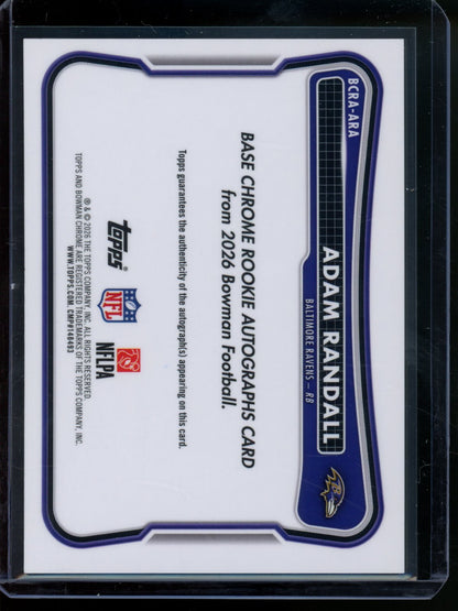 2026 Bowman Chrome Adam Randall Rookie RC Orange Mojo Refractor Autograph /25 Ravens - Trading Card Market