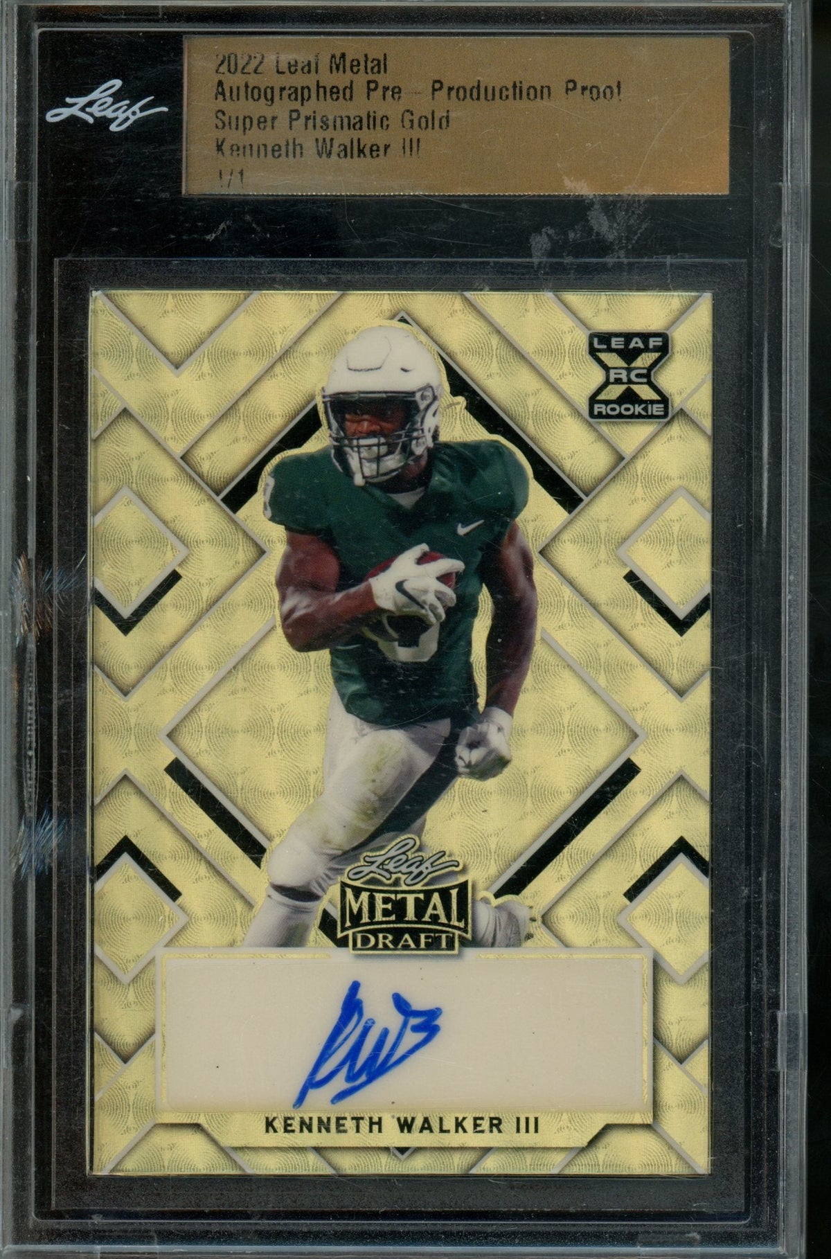 2022 Fleer Metal Kenneth Walker III Rookie RC Super Prismatic Gold Autograph Chiefs - Trading Card Market