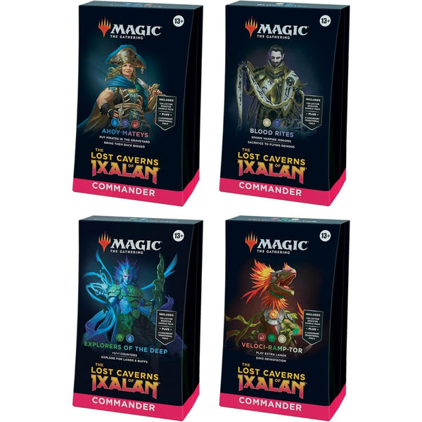 mtg cave commander deck Magic The Gathering Lost Caverns of Ixalan Display (4 Decks) – Trading Card Market Deck Option:Growing Threat single filtering 1 deck box. MTG Final Fantasy 50
