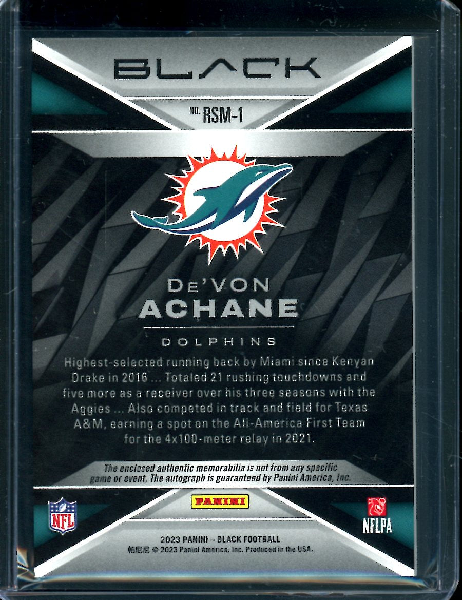 2023 Panini Black De'von Achane Rookie RPA /99 Dolphins