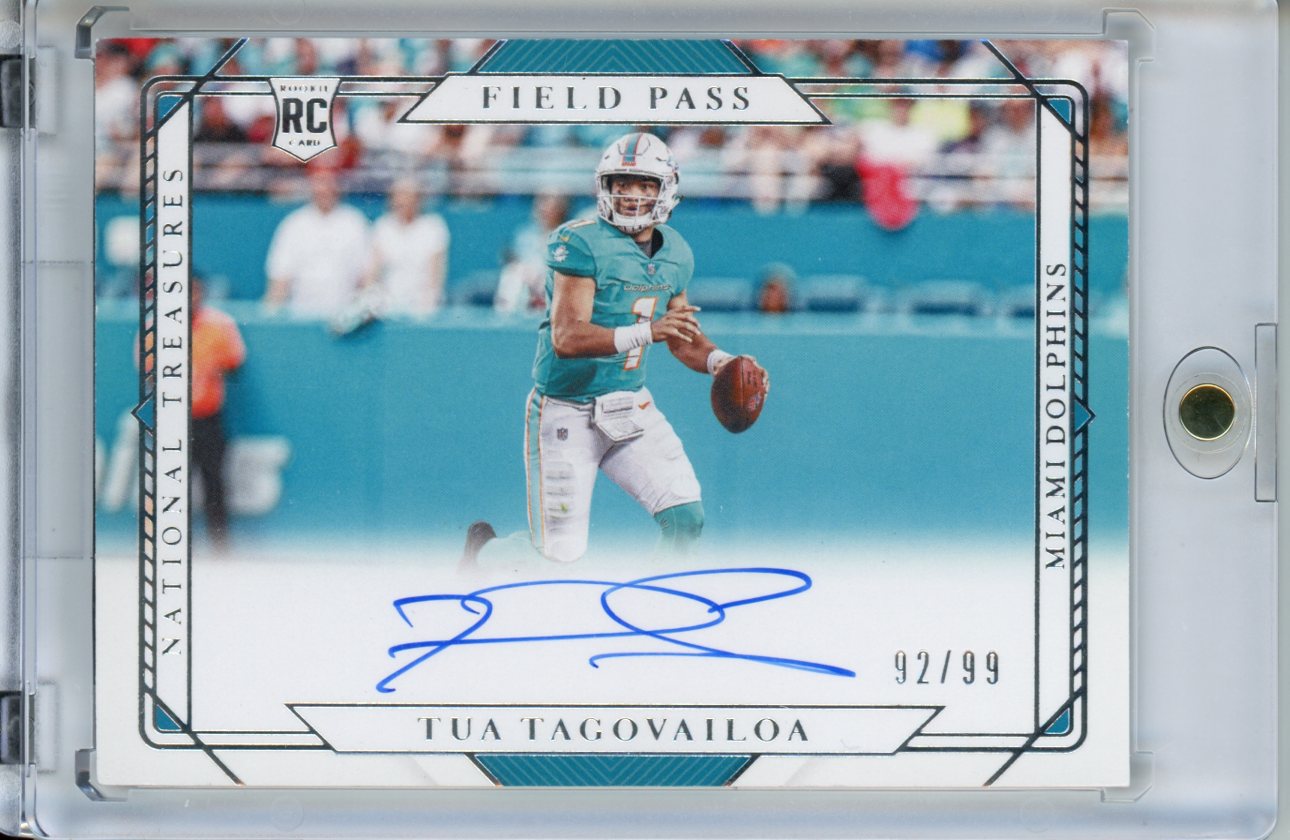 2020 Panini National Treasures Tua Tagovailoa RC Field Pass Auto /99 Dolphins