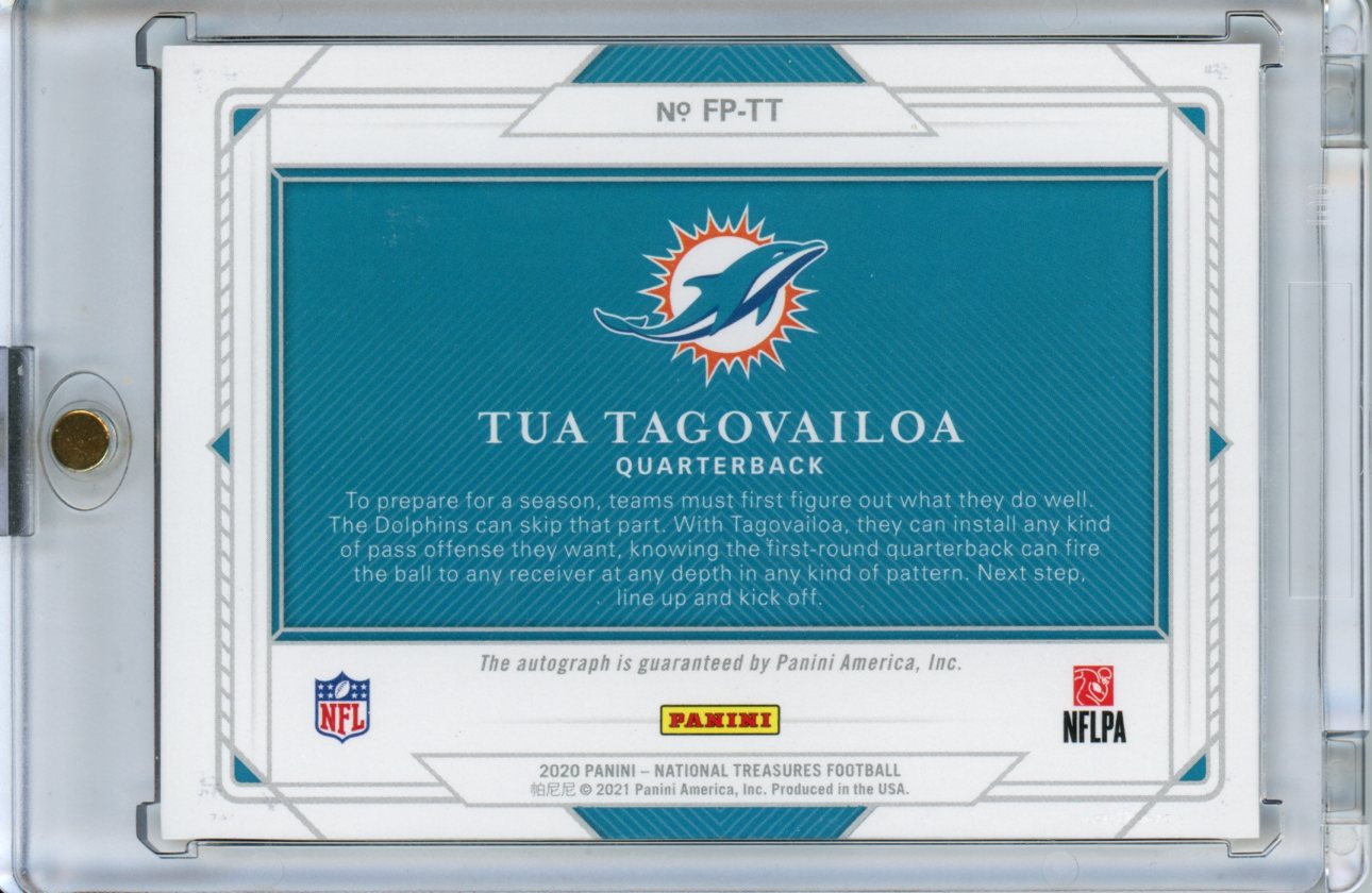 2020 Panini National Treasures Tua Tagovailoa RC Field Pass Auto /99 Dolphins