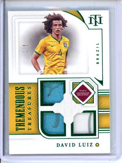 2022 Panini National Treasures David Luiz Tremendous Treasures Green /5 Brazil