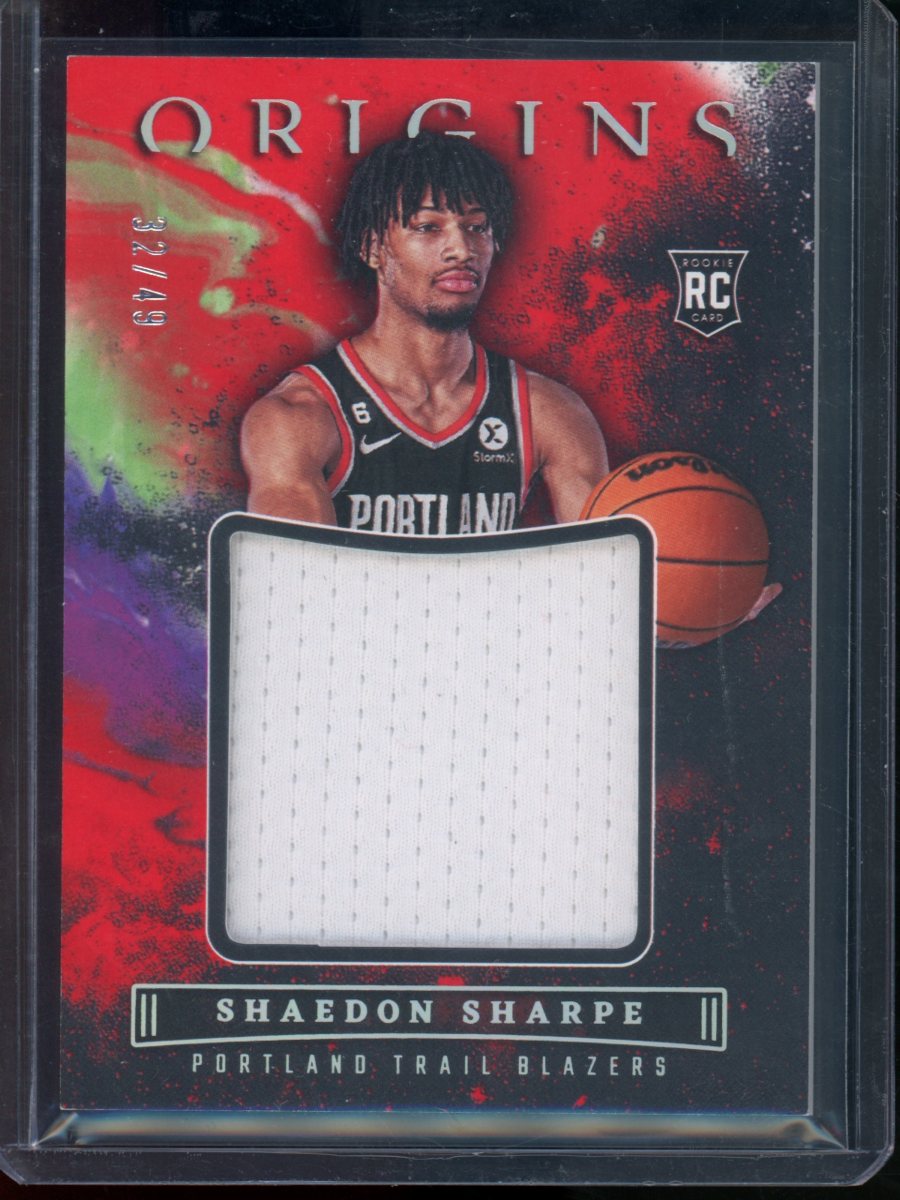 2022-23 Panini Origins Shaedon Sharpe Rookie Patch Red /49 Trail Blazres
