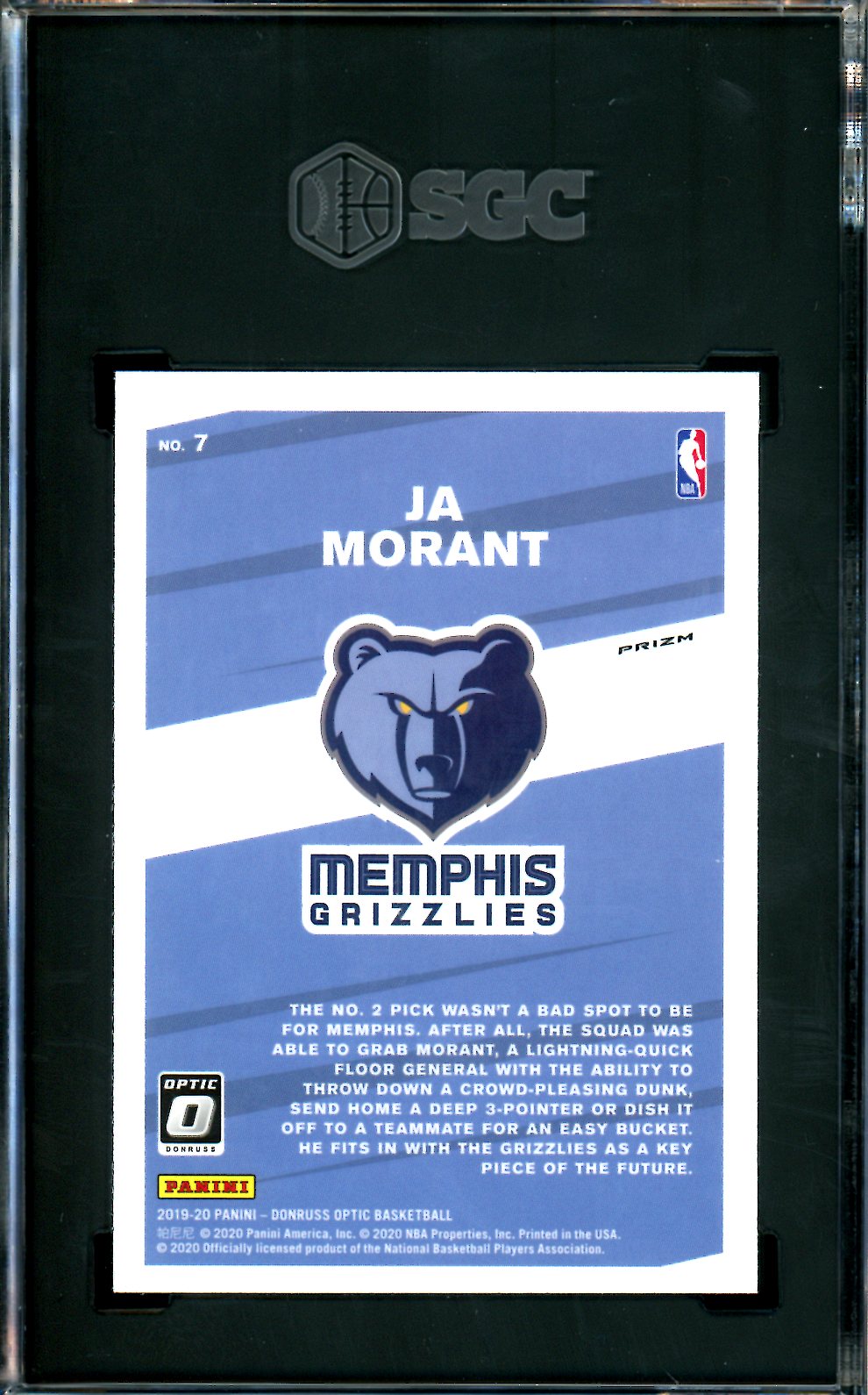 2019/20 Panini Optic Ja Morant My House Holo SGC 10 Grizzlies