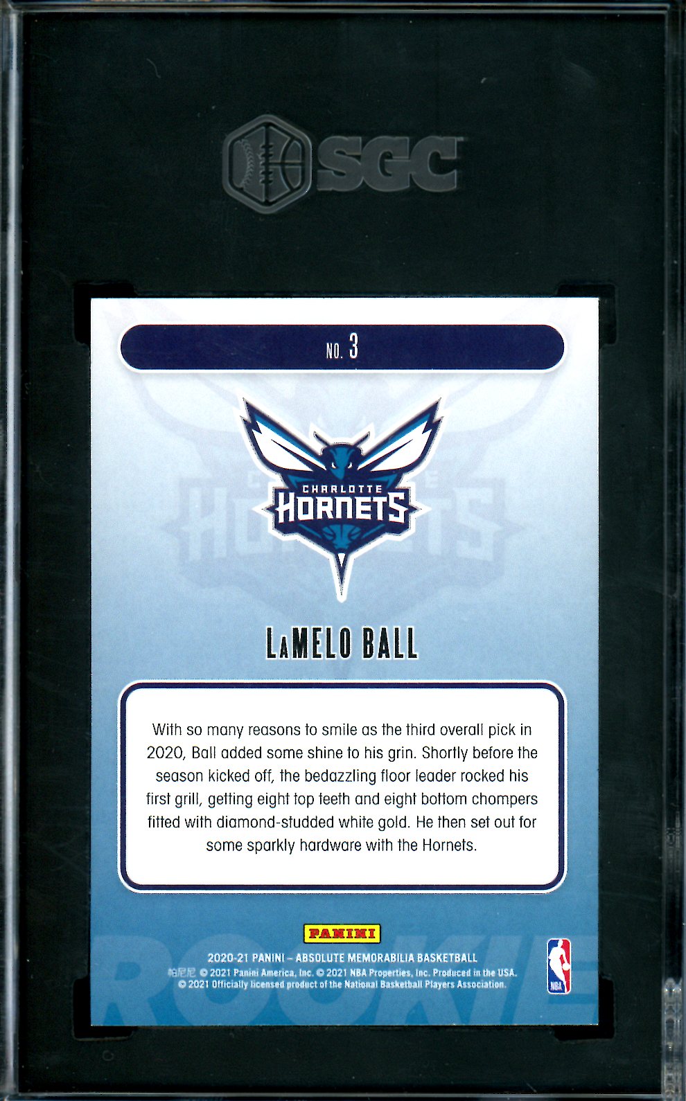 2020/21 Panini Absolute Memorabilia LaMelo Ball RC Yellow SGC 10 Hornets