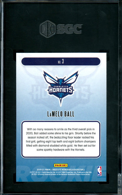 2020/21 Panini Absolute Memorabilia LaMelo Ball RC Yellow SGC 10 Hornets