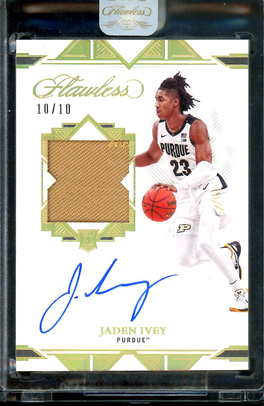 2022/23 Panini Flawless Collegiate Jaden Ivey RPA Gold /10 Purdue Pistons