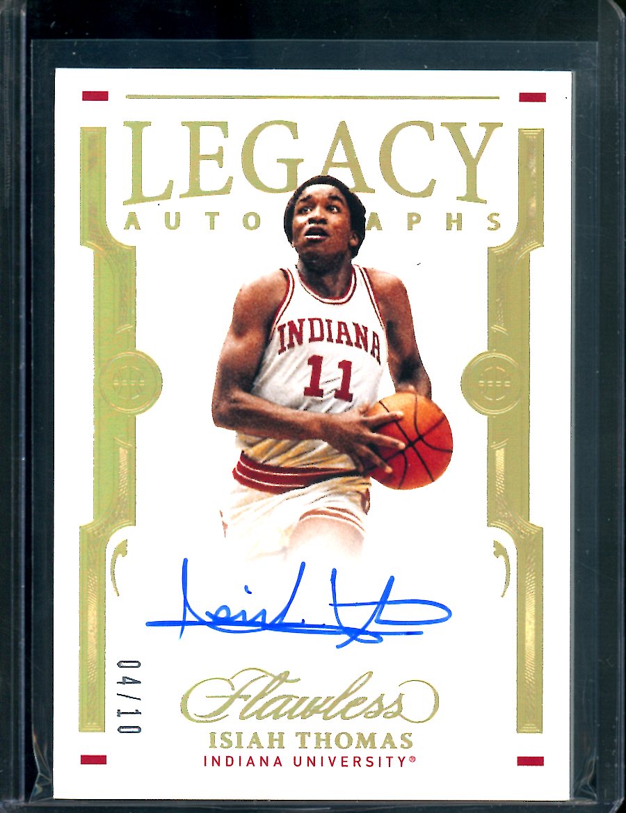 2022/23 Panini Flawless Collegiate Isiah Thomas Legacy Auto Gold 04/10 Indiana