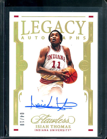 2022/23 Panini Flawless Collegiate Isiah Thomas Legacy Auto Gold 04/10 Indiana