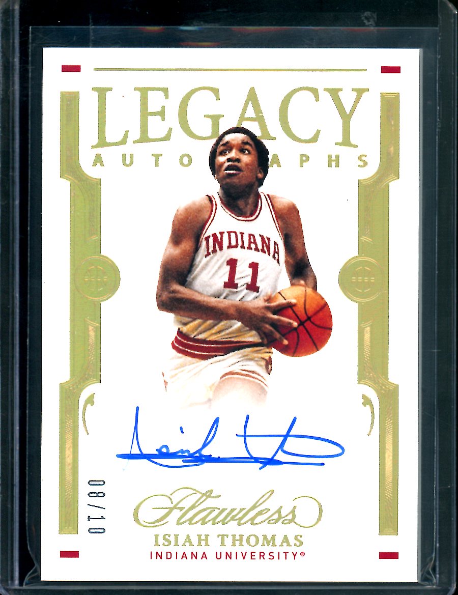 2022/23 Panini Flawless Collegiate Isiah Thomas Legacy Auto Gold 08/10 Indiana