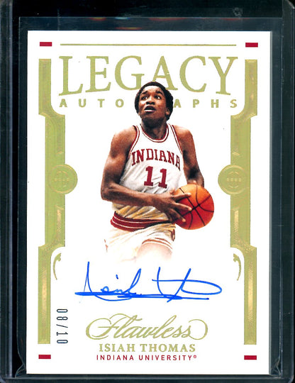 2022/23 Panini Flawless Collegiate Isiah Thomas Legacy Auto Gold 08/10 Indiana