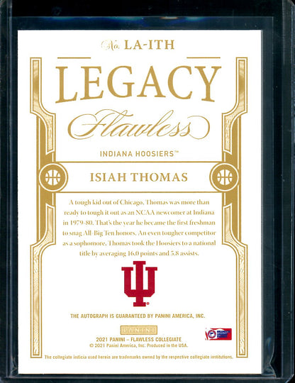 2022/23 Panini Flawless Collegiate Isiah Thomas Legacy Auto Gold 08/10 Indiana