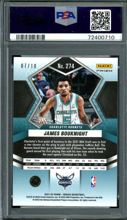 2021/22 Panini Mosaic James Bouknight Rookie Green Swirl /10 Hornets PSA 10