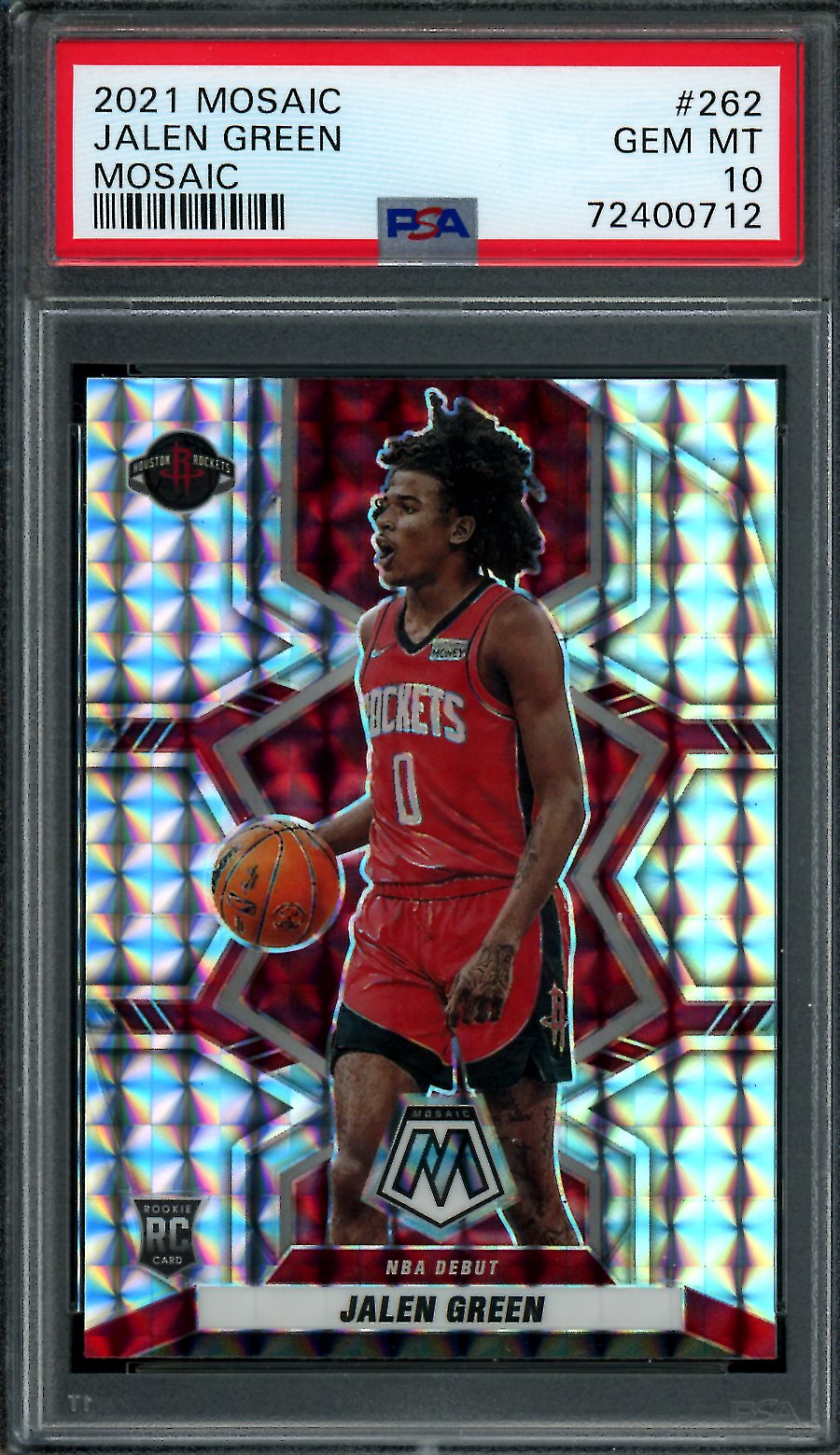 2021/22 Panini Mosaic Jalen Green Rookie Debut Mosaic Rockets PSA 10