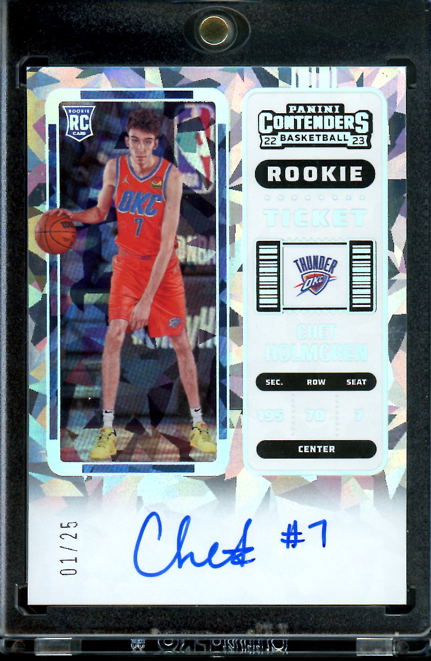 2022/23 Panini Contenders Chet Holmgren Rookie Ticket Cracked Ice Auto /25 Thunder