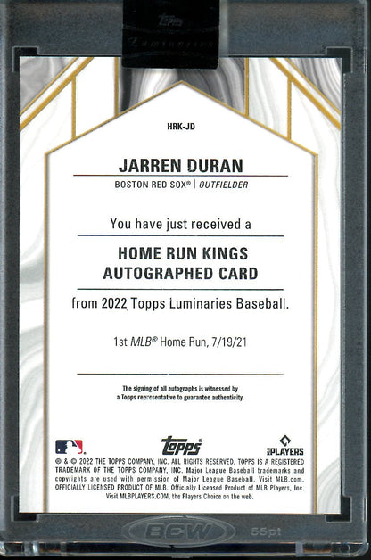 2022 Topps Luminaries Jarren Duran Rookie Auto /5 Red Sox