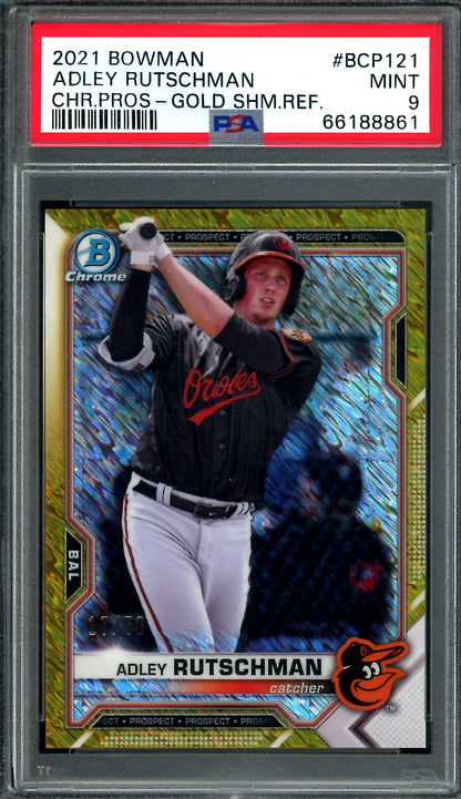 2021 Bowman Adley Rutschman Gold Shimmer /50 PSA 9 Orioles