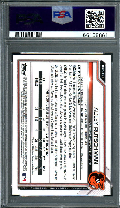 2021 Bowman Adley Rutschman Gold Shimmer /50 PSA 9 Orioles