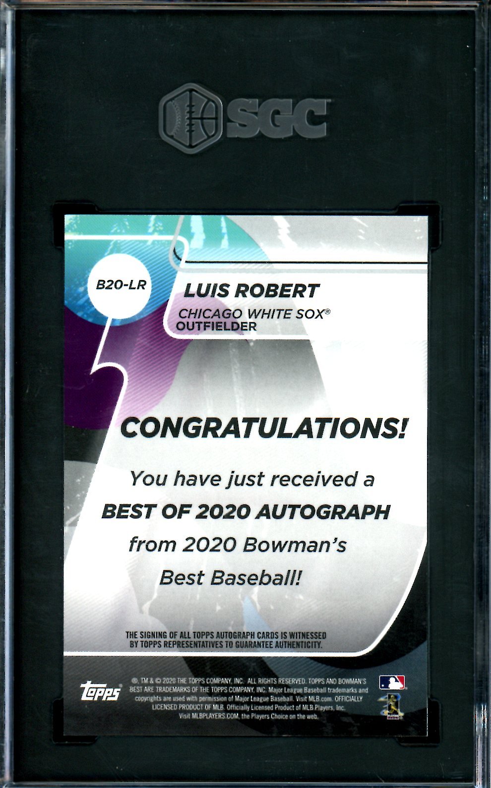 2020 Bowman's Best Luis Robert Rookie Auto Gold /50 SGC 9.5/10 White Sox