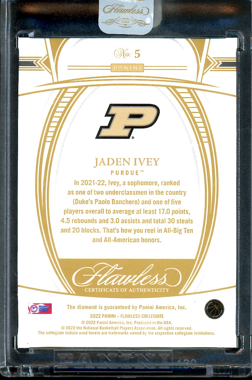 2022/23 Panini Flawless Collegitae Jaden Ivey Rookie Diamond /25 Pistons