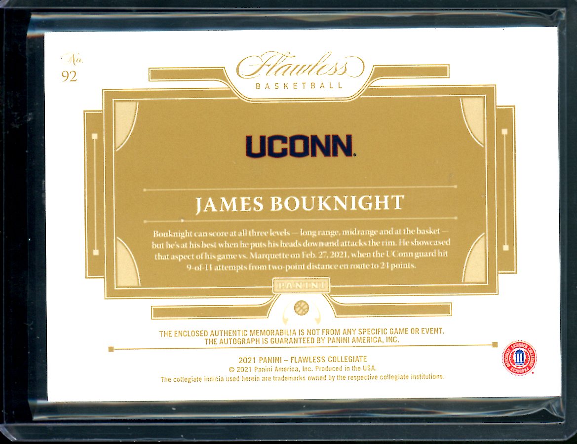 2021/22 Panini Flawless Collegitae James Bouknight Rookie RPA /25 Hornets