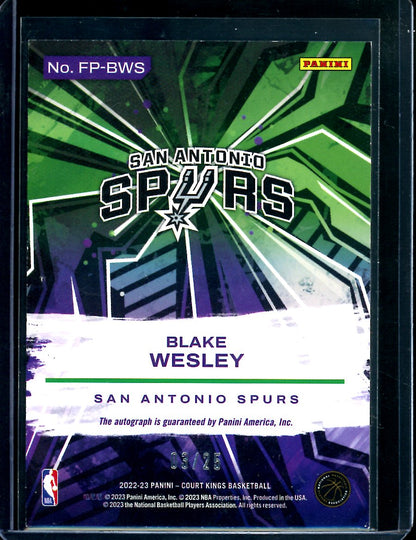 2022/23 Panini Court Kings Blake Wesley Rookie Auto /25 Spurs