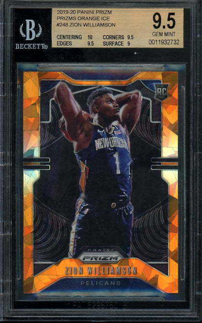 2019/20 Panini Prizm Zion Williamson Rookie Orange Ice BGS 9.5 Pelicans - Trading Card Market