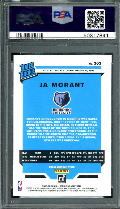 2019/20 Panini Donruss Ja Morant Rookie Green Flood PSA 9 Grizzlies - Trading Card Market