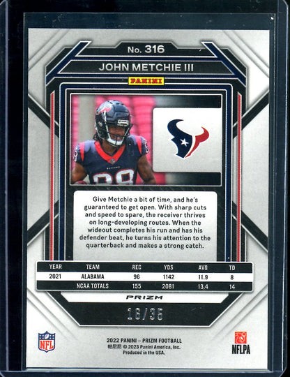 2022 Panini Prizm John Metchie III Purple Disco /35 Texans